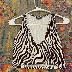 Zebra striped crop tank
